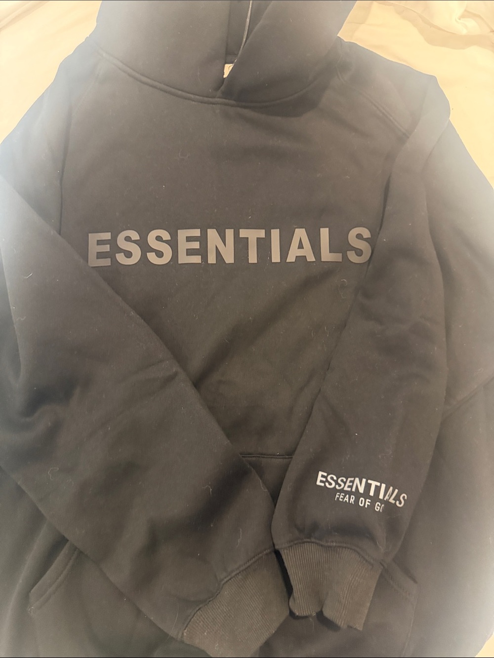 Essentials Black Crewneck Sweatshirt with Chest Logo